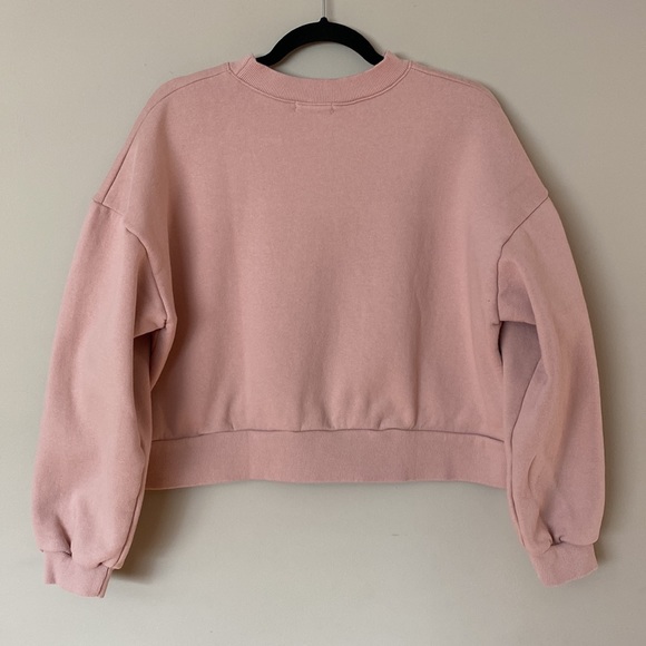 Oversized Crewneck Cropped Pullover Sweater | Pink - Picture 2 of 4